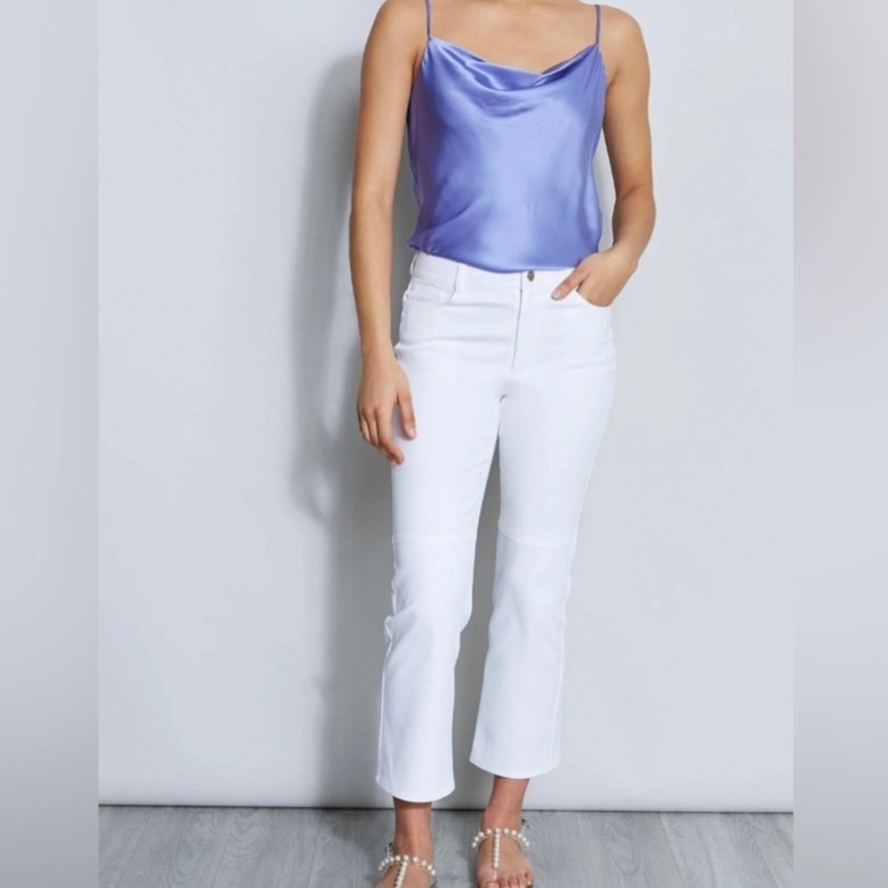 White Women's Cropped Bootcut Jeans - White